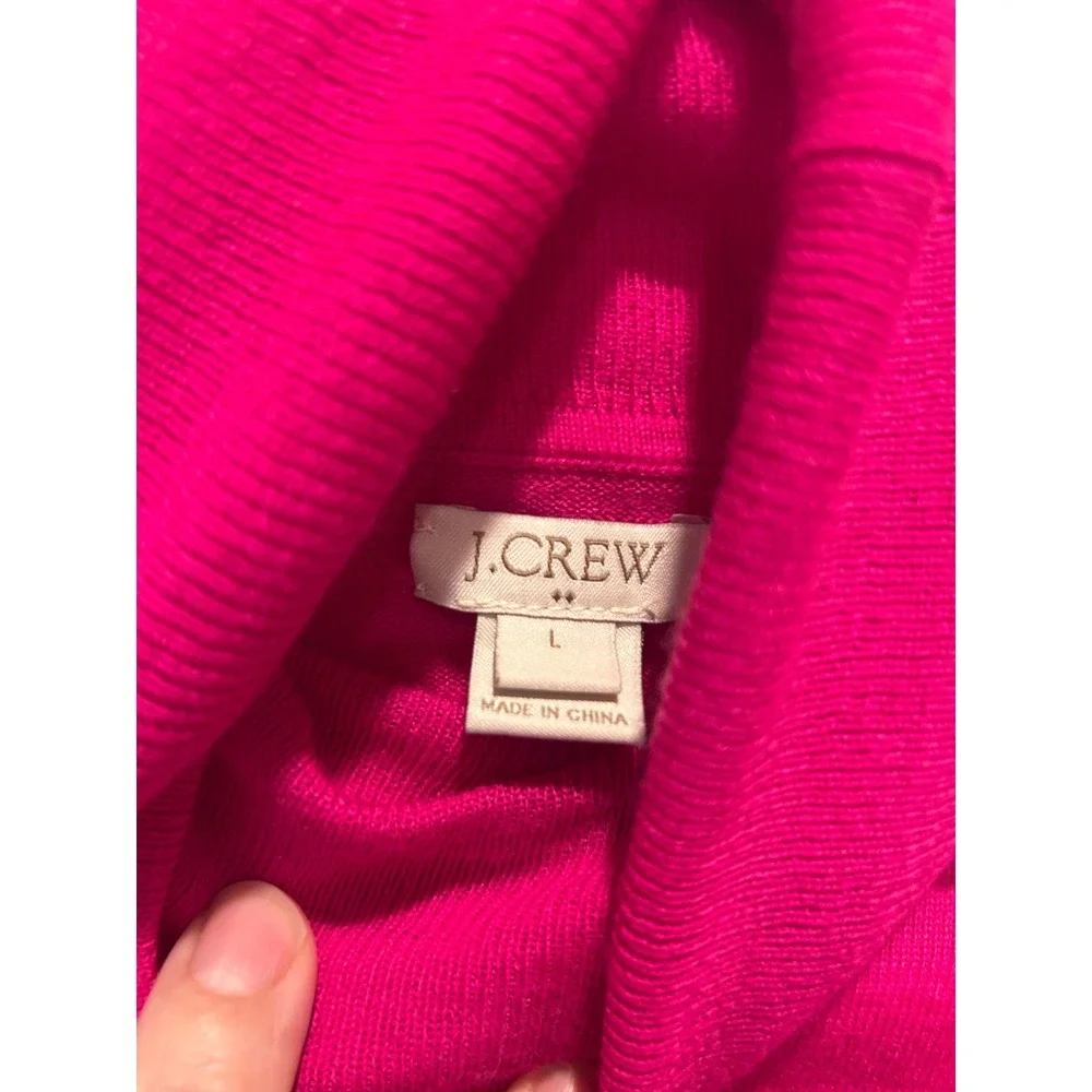 J.Crew Women Hot Pink Turtleneck Knit Sweater Long Sleeve Sz L Fuchsia Academia